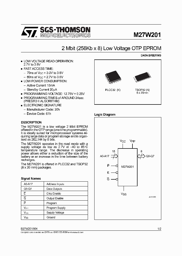 M27W201_1957263.PDF Datasheet