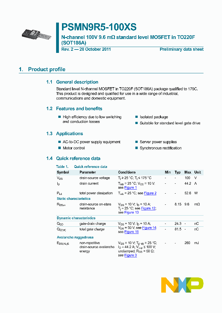 PSMN9R5-100XS_2897900.PDF Datasheet