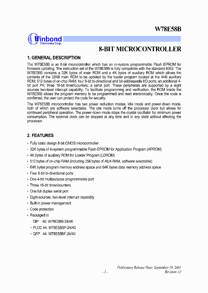 W78E58BBPBF_2926799.PDF Datasheet