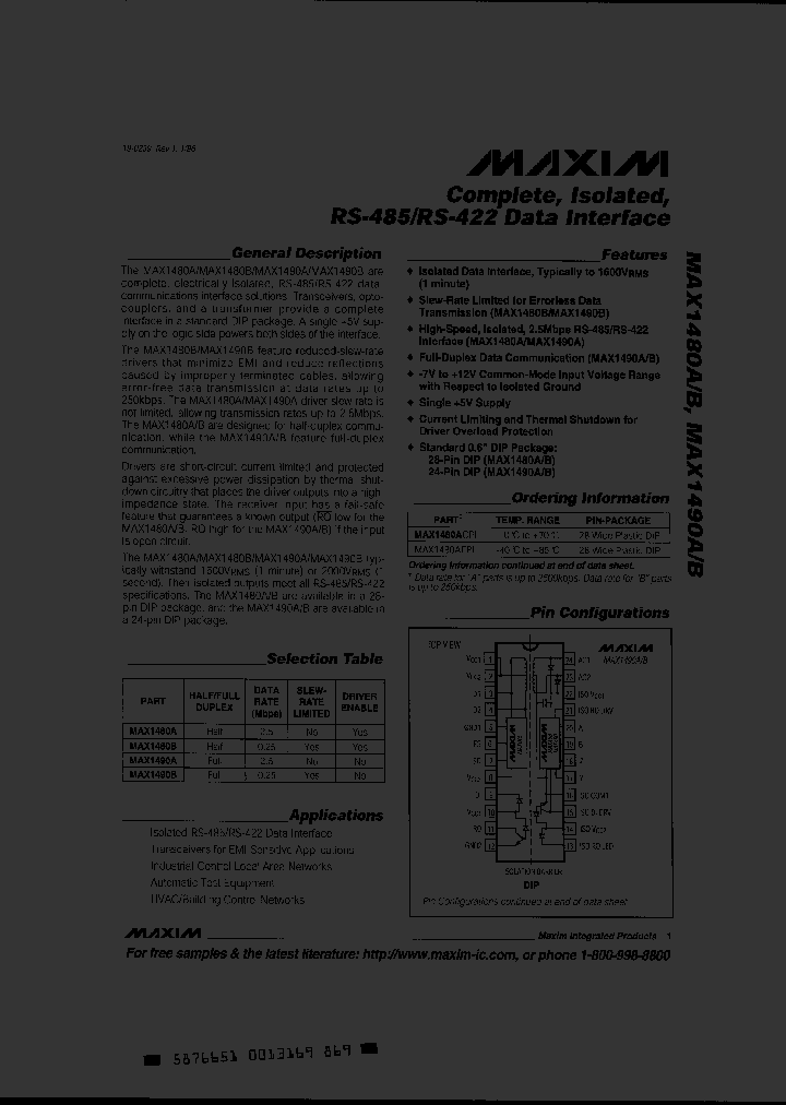 MAX1490BCPI_3315886.PDF Datasheet