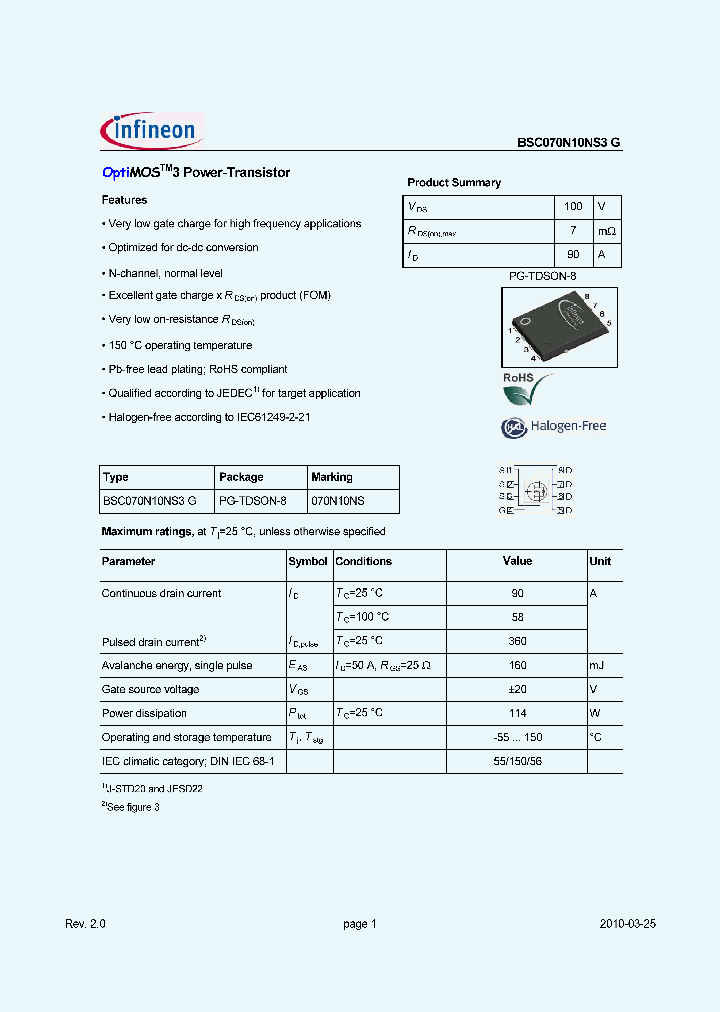 BSC070N10NS3G_3500487.PDF Datasheet