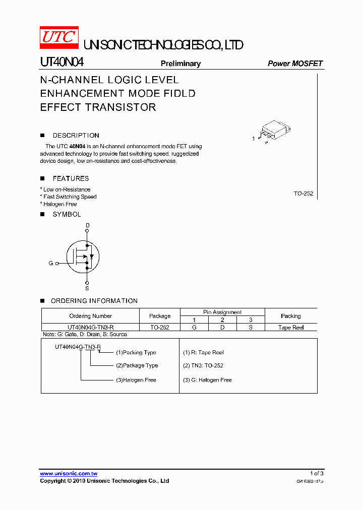 UT40N04G-TN3-R_3797423.PDF Datasheet