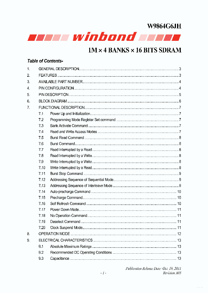 W9864G6JH_4264720.PDF Datasheet