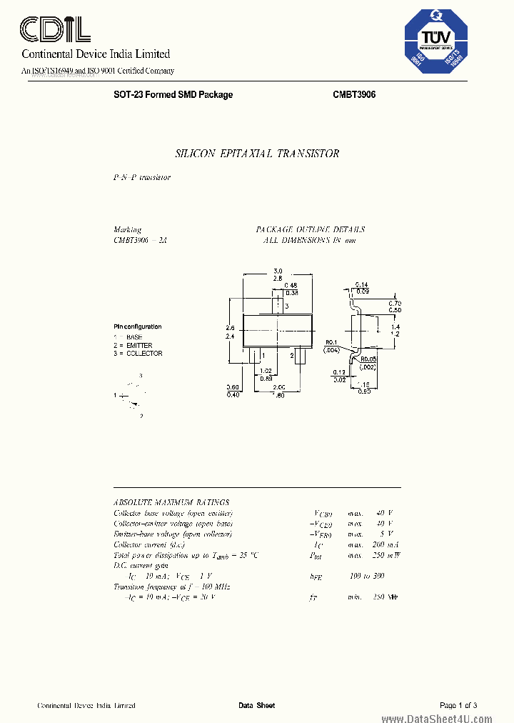 CMBT3906_4529835.PDF Datasheet