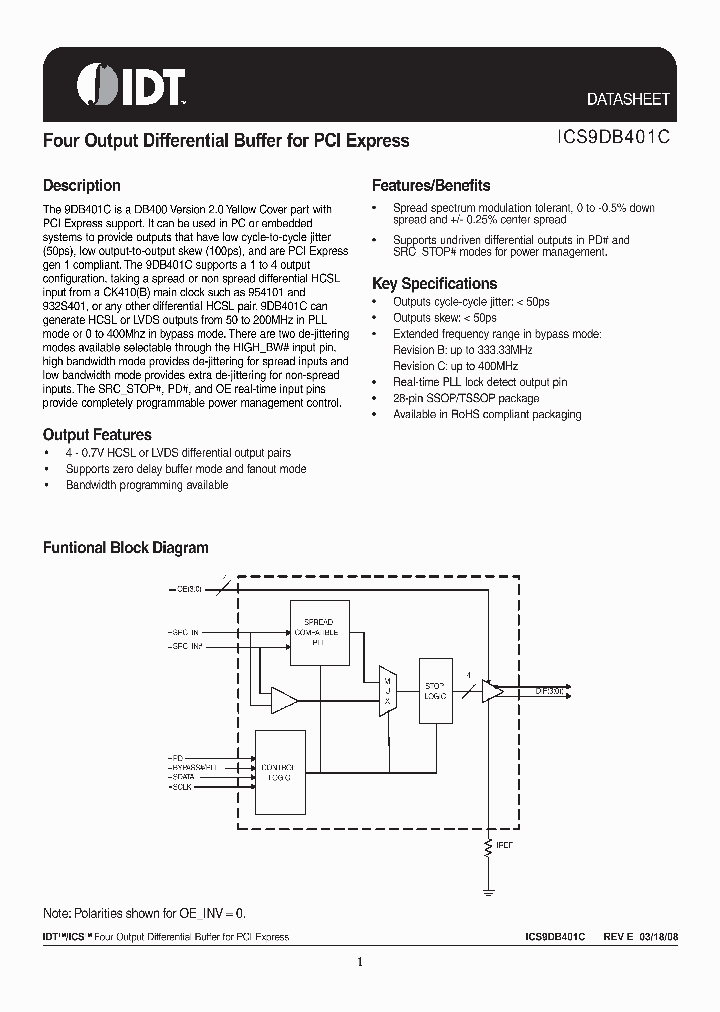 ICS9DB401CGLFT_4609882.PDF Datasheet