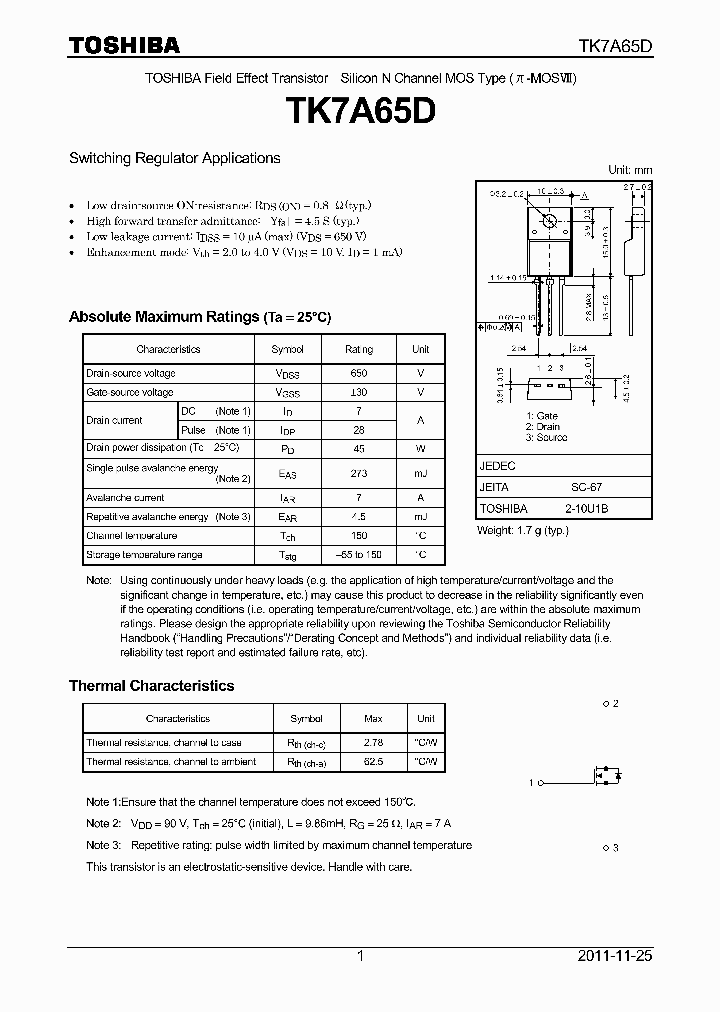 TK7A65D_4661511.PDF Datasheet