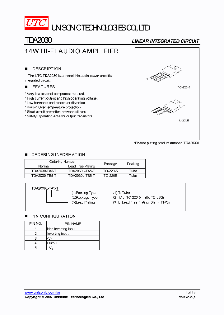 TDA2030L-TA5-T_4947294.PDF Datasheet