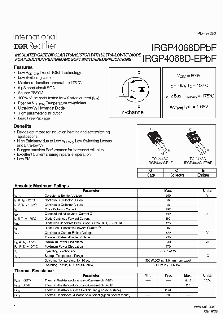 IRGP4068DPBF_5063467.PDF Datasheet