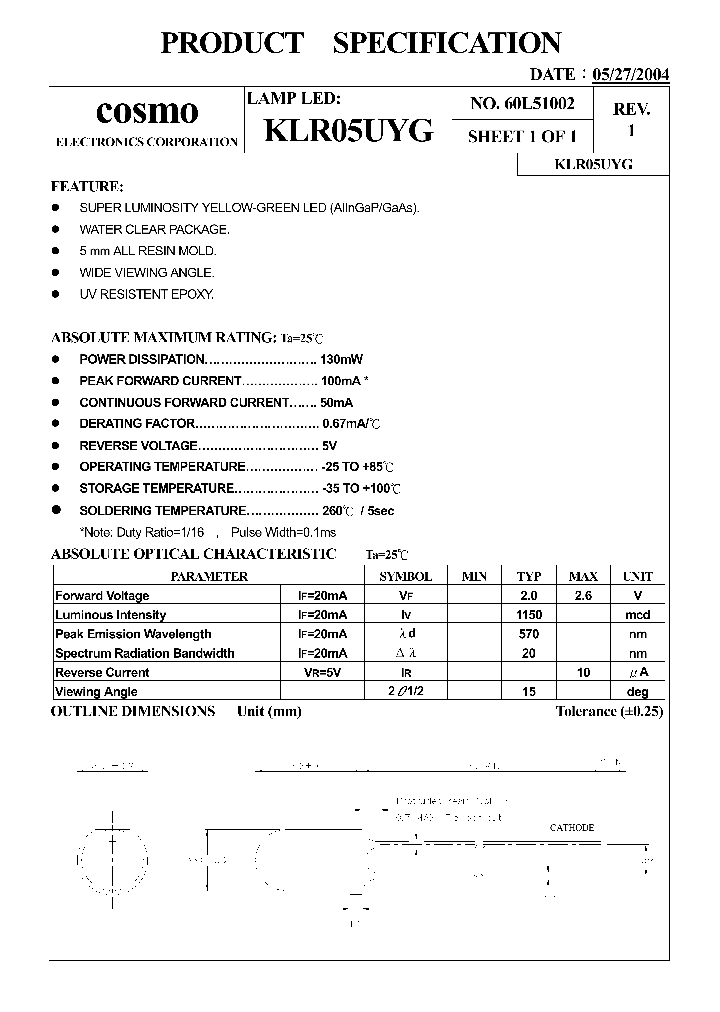 KLR05UYG_5567582.PDF Datasheet