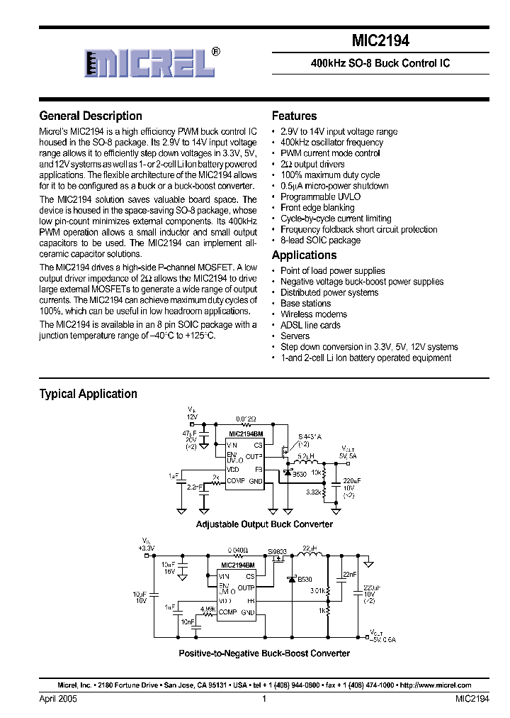 MIC2194YM_5686920.PDF Datasheet