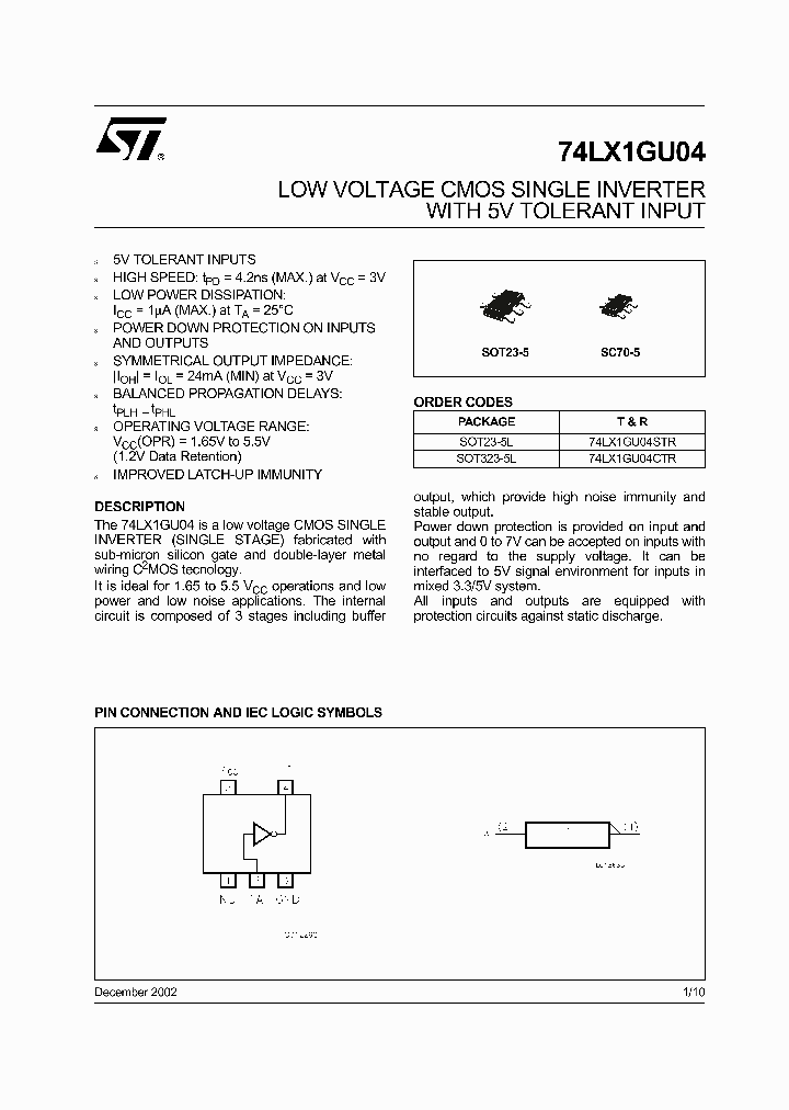 74LX1GU04CTR_5711280.PDF Datasheet