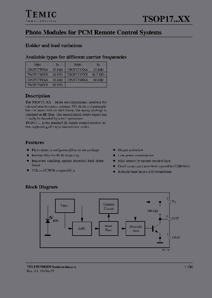 TSOP1733KA1_6737621.PDF Datasheet