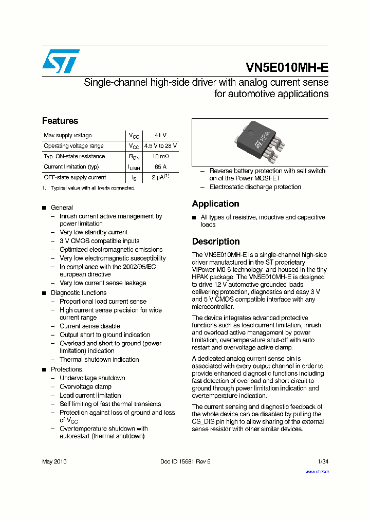 VN5E010MHTR-E_6974696.PDF Datasheet