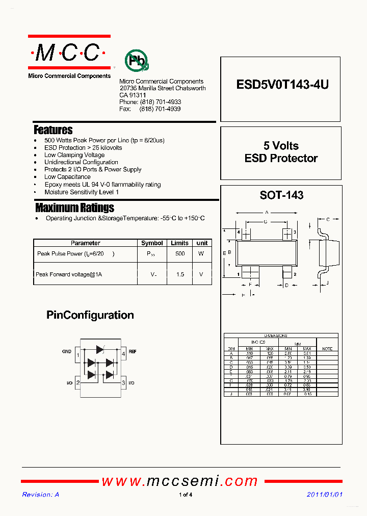 ESD5V0T143-4U_6989972.PDF Datasheet