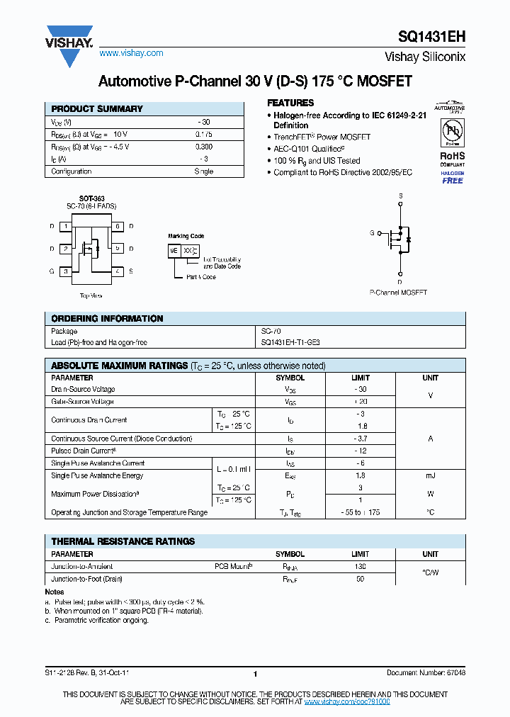 SQ1431EH_7209144.PDF Datasheet