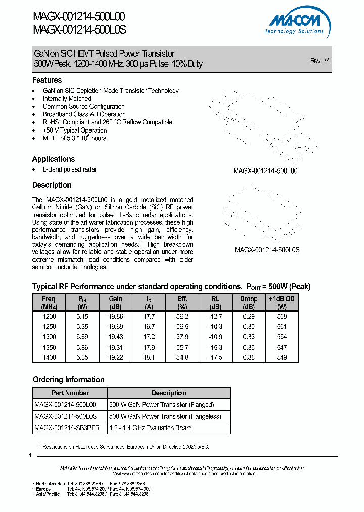 MAGX-001214-500L00_7236829.PDF Datasheet