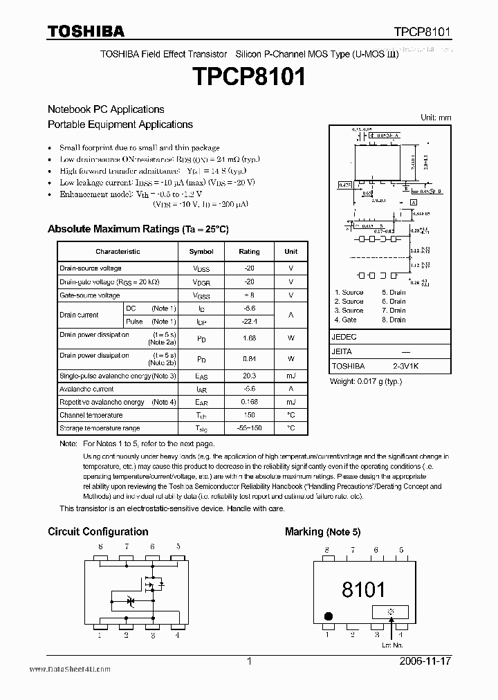 TPCP8101_7247385.PDF Datasheet