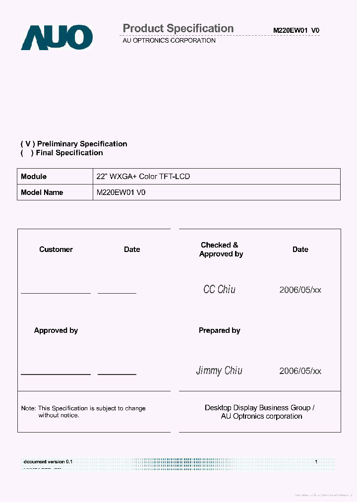 M220EW01-V0_7323454.PDF Datasheet