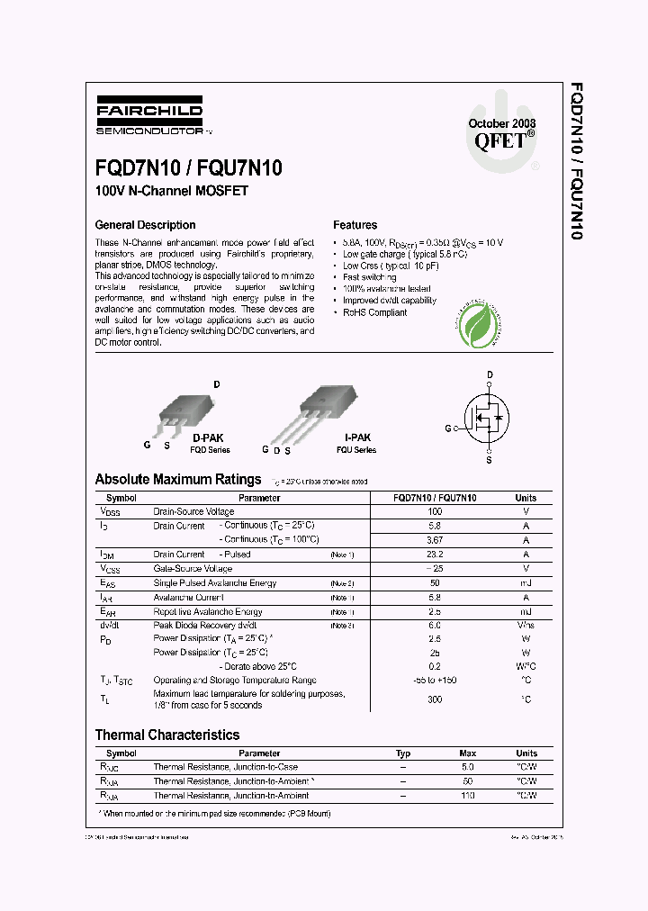 FQD7N10TM_7666340.PDF Datasheet