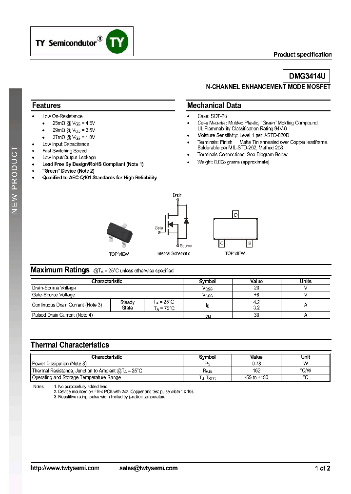 DMG3414U_7684265.PDF Datasheet