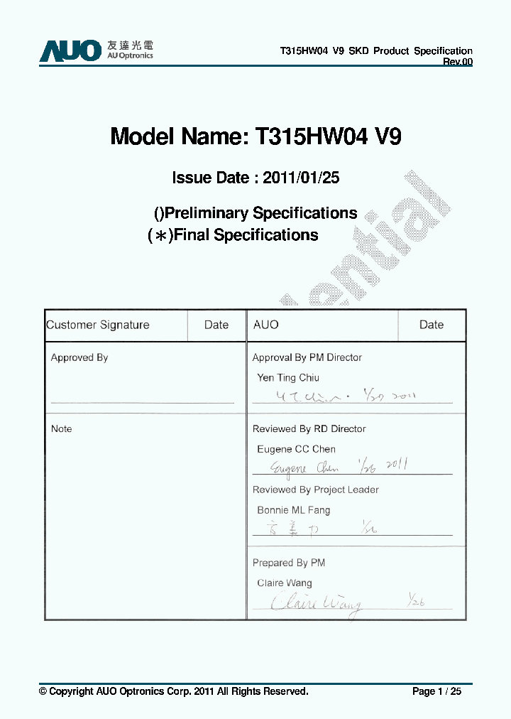 T315HW04-V9_7698894.PDF Datasheet