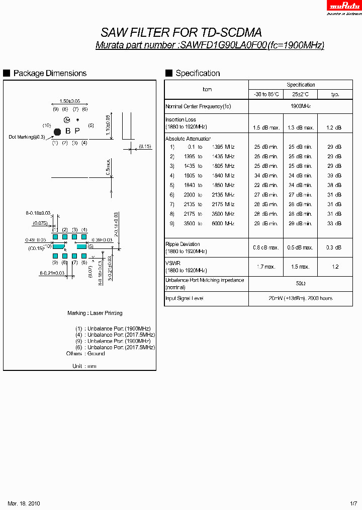 SAWFD1G90LA0F00_7707976.PDF Datasheet