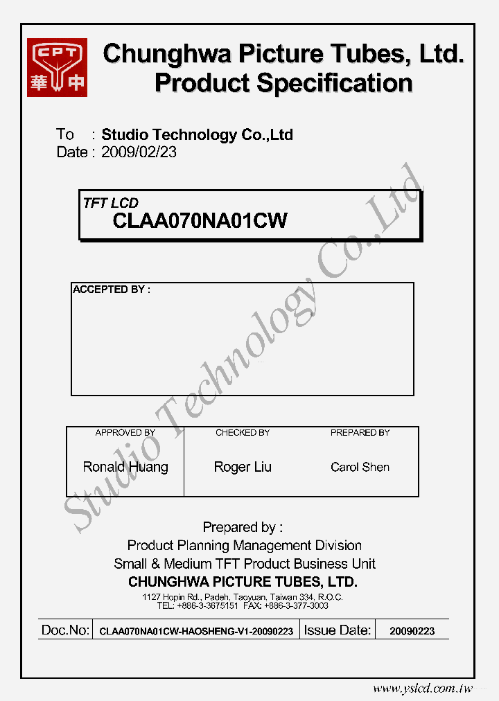 CLAA070NA01CW_7777871.PDF Datasheet