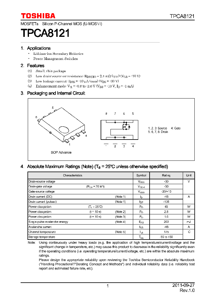 TPCA8121_7923570.PDF Datasheet