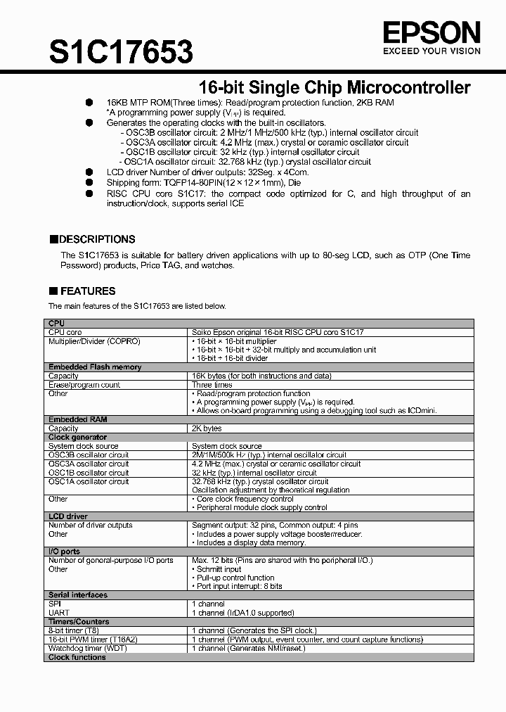 S1C17653_8000956.PDF Datasheet