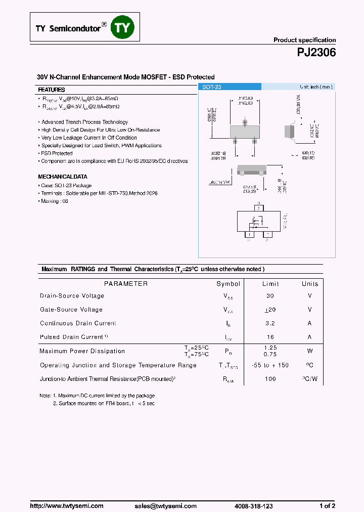 PJ2306_8164321.PDF Datasheet