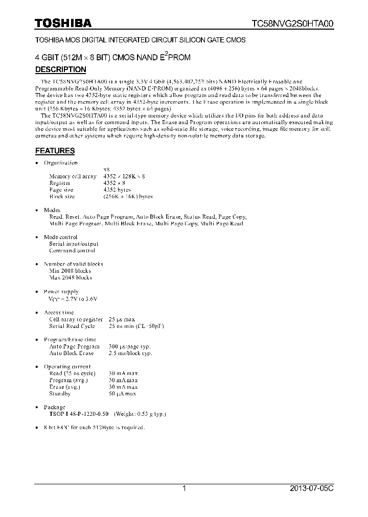 TC58NVG2S0HTA00_8288267.PDF Datasheet