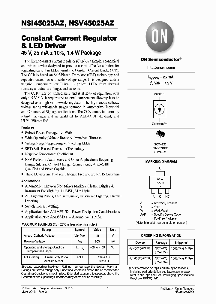 NSV45025AZT1G_8294431.PDF Datasheet