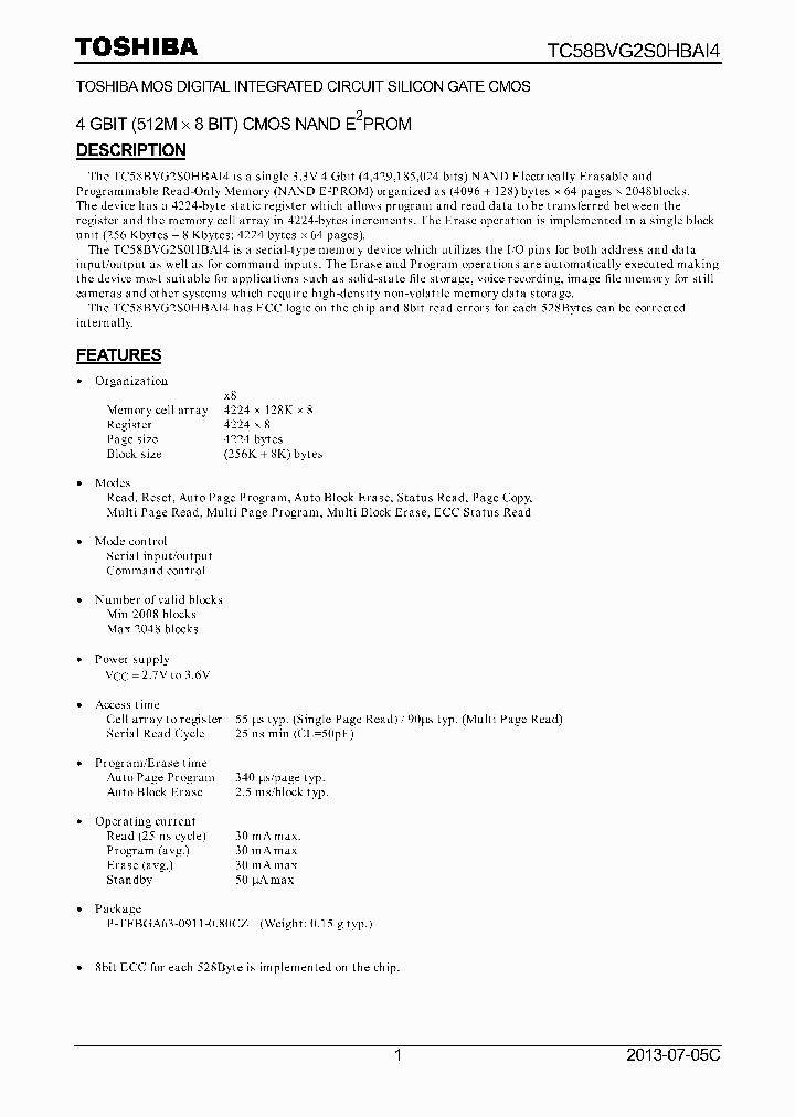 TC58BVG2S0HBAI4_8299409.PDF Datasheet