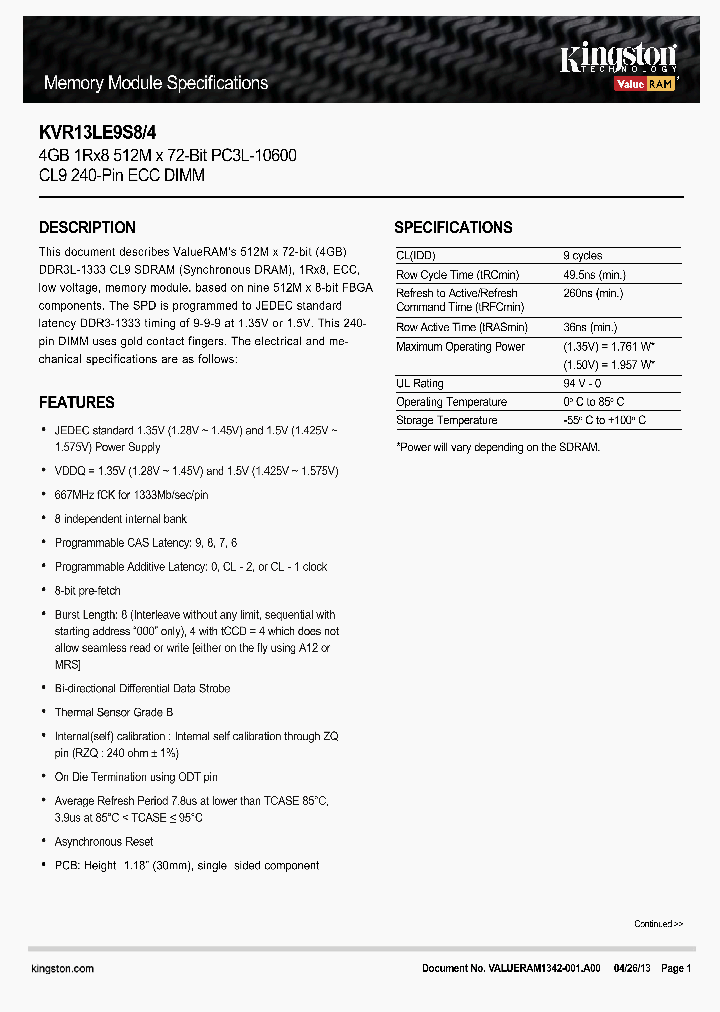 KVR13LE9S8-4_8334848.PDF Datasheet