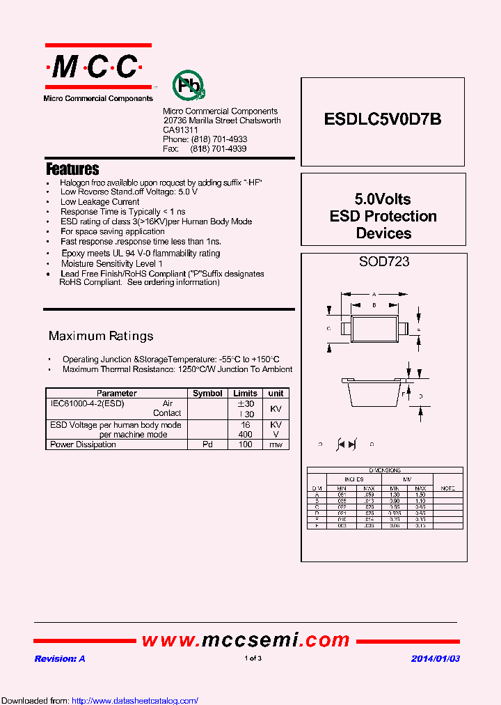 ESDLC5V0D7B_8420525.PDF Datasheet