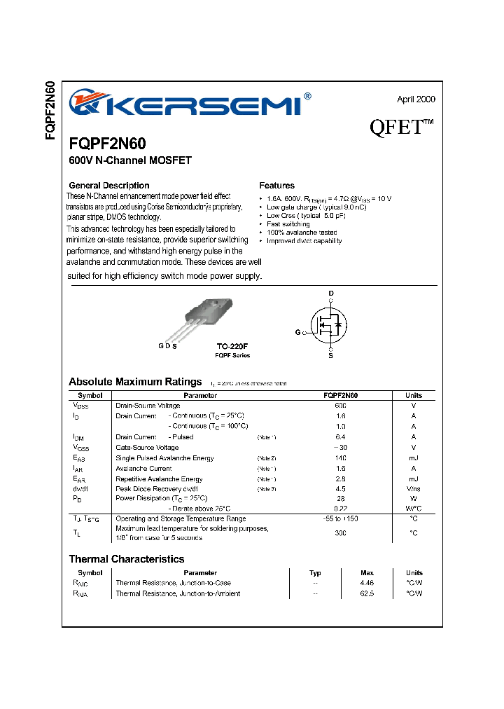 FQPF2N60_8589999.PDF Datasheet