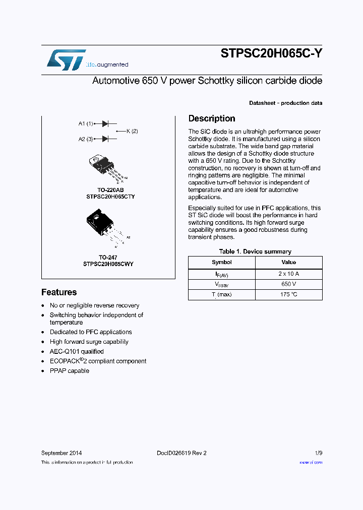 STPSC20H065C-Y_8838603.PDF Datasheet