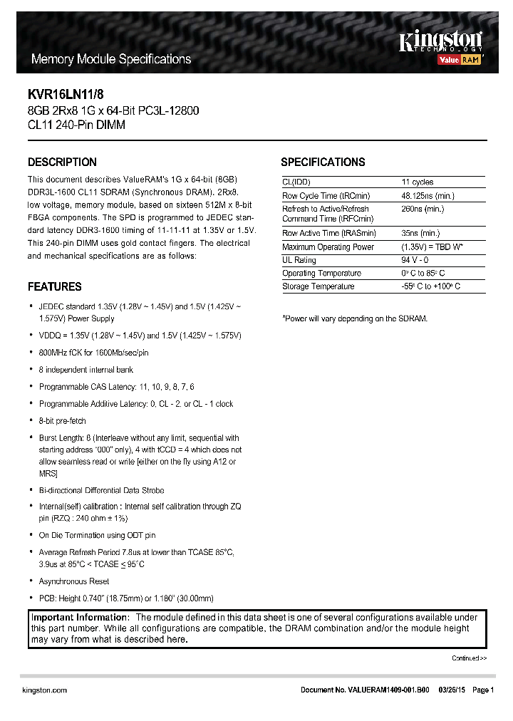 KVR16LN11-8_8843772.PDF Datasheet