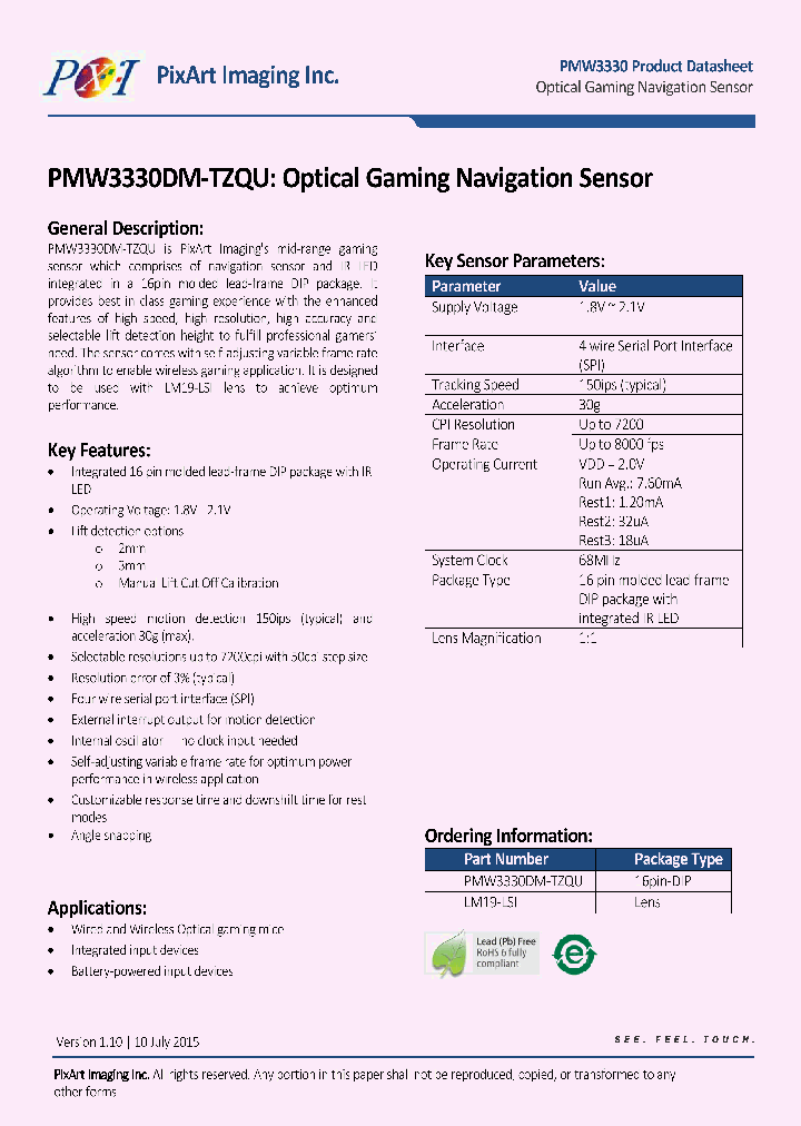 PMW3330DM-TZQU_8847866.PDF Datasheet