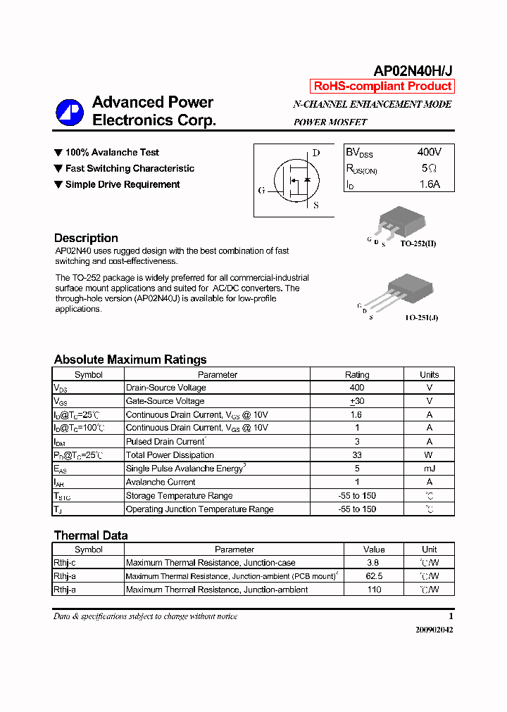 AP02N40H_8884907.PDF Datasheet