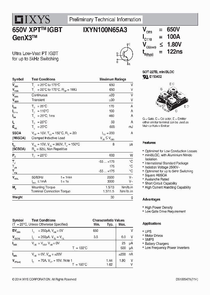 IXYN100N65A3_8916526.PDF Datasheet