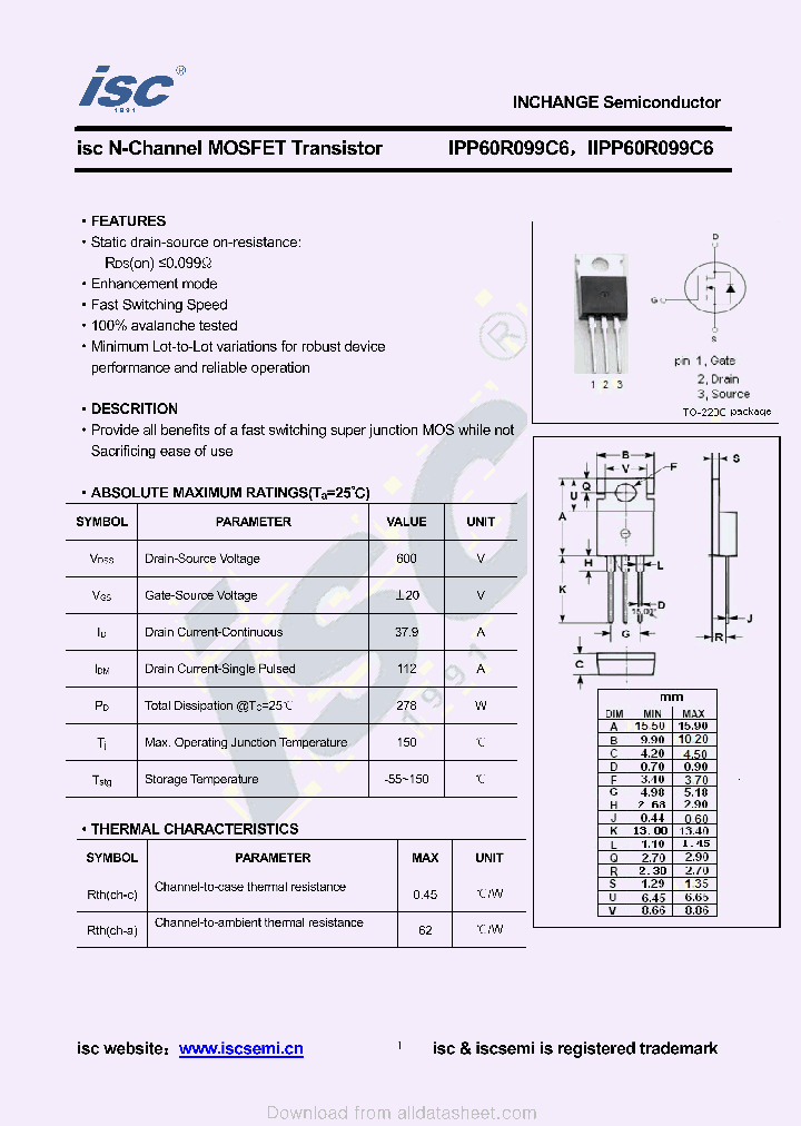 IPP60R099C6_8976520.PDF Datasheet