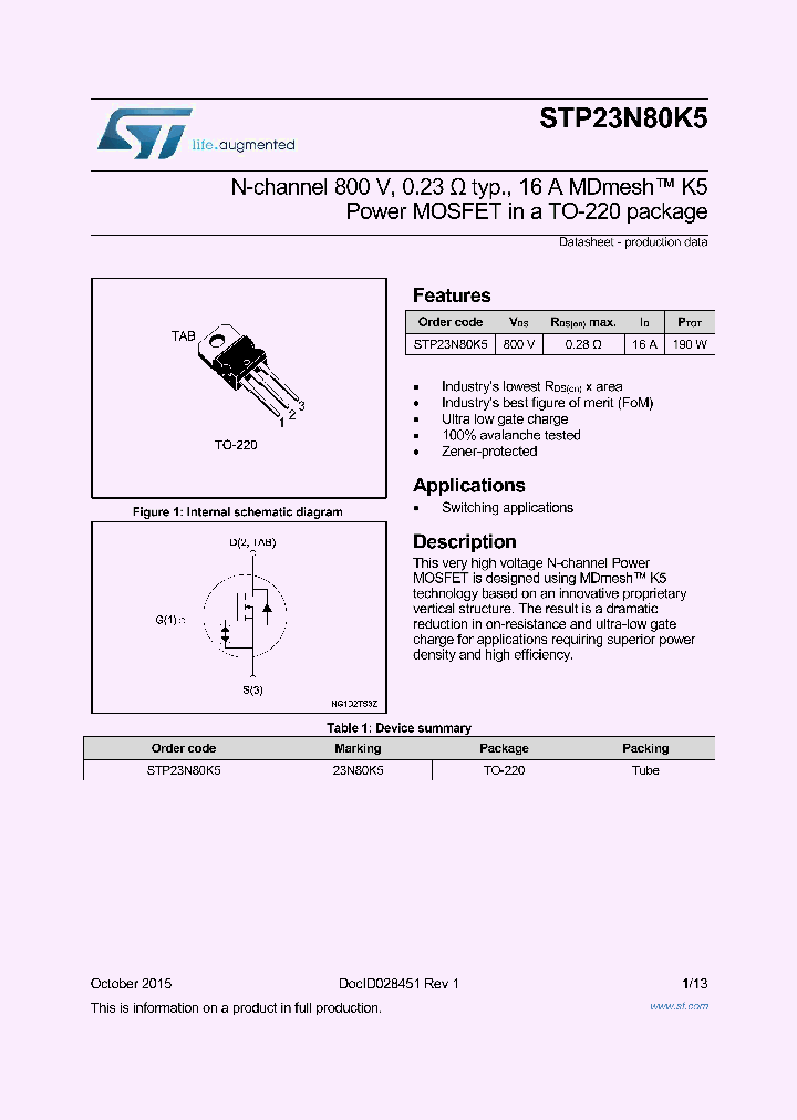 STP23N80K5_8996602.PDF Datasheet