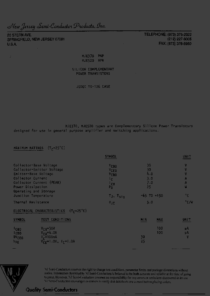 MJE520_9015911.PDF Datasheet