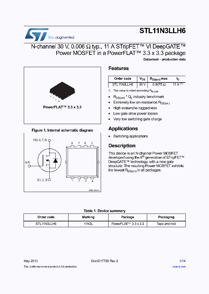 STL11N3LLH6_9098843.PDF Datasheet